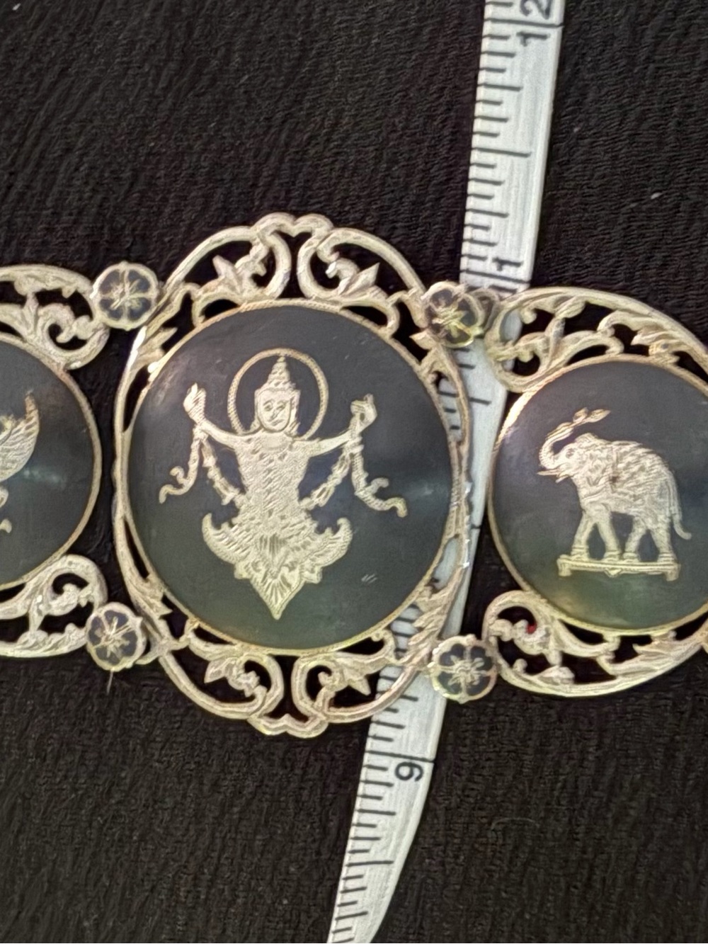 Nice Vintage sterling Niello bracelet from Siam (Thailand). Pre-WWII circa 1930s